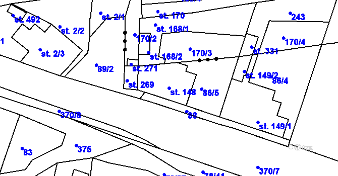 Parcela st. 148 v KÚ Braškov, Katastrální mapa