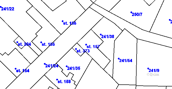 Parcela st. 157 v KÚ Braškov, Katastrální mapa