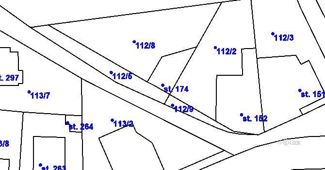 Parcela st. 174 v KÚ Braškov, Katastrální mapa