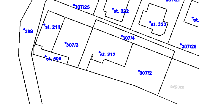 Parcela st. 212 v KÚ Braškov, Katastrální mapa