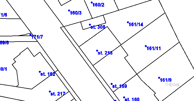 Parcela st. 215 v KÚ Braškov, Katastrální mapa