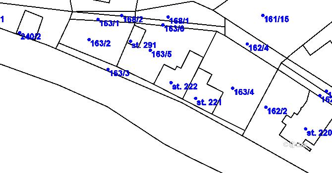 Parcela st. 222 v KÚ Braškov, Katastrální mapa