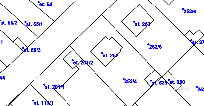 Parcela st. 252 v KÚ Braškov, Katastrální mapa