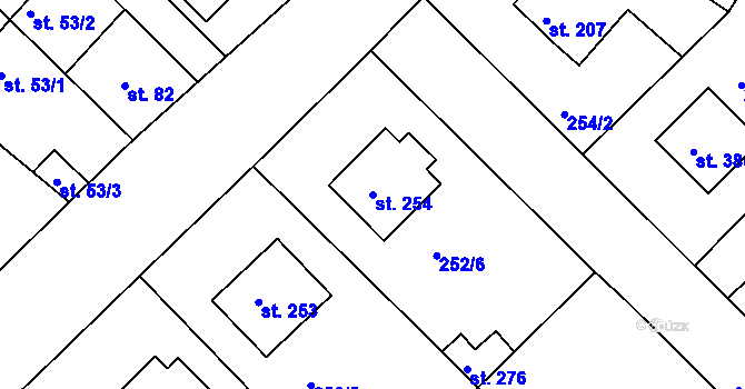 Parcela st. 254 v KÚ Braškov, Katastrální mapa