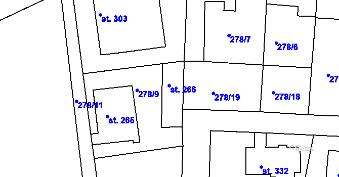 Parcela st. 266 v KÚ Braškov, Katastrální mapa