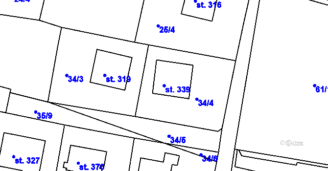 Parcela st. 339 v KÚ Braškov, Katastrální mapa