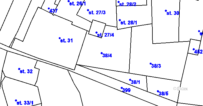 Parcela st. 38/4 v KÚ Braškov, Katastrální mapa
