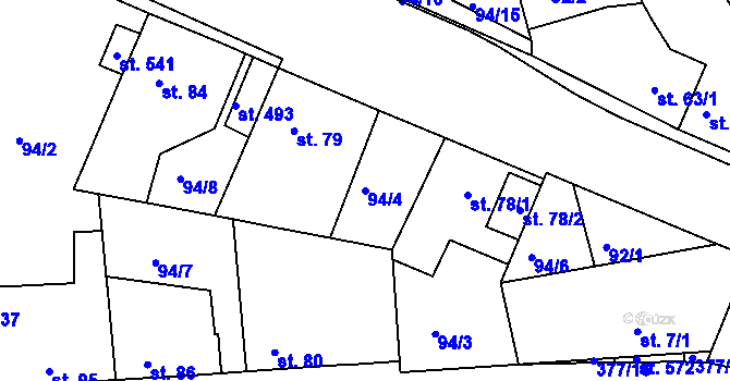 Parcela st. 94/4 v KÚ Braškov, Katastrální mapa