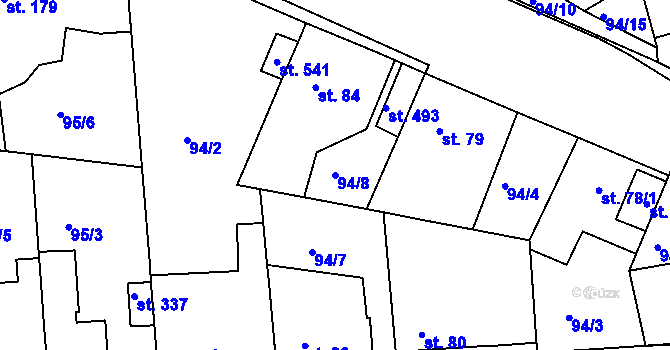 Parcela st. 94/8 v KÚ Braškov, Katastrální mapa
