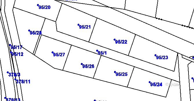 Parcela st. 95/1 v KÚ Braškov, Katastrální mapa