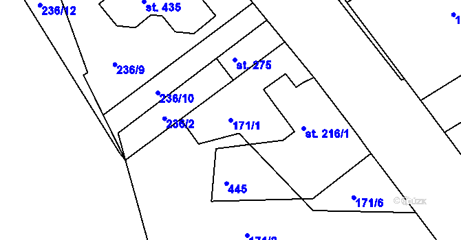 Parcela st. 171/1 v KÚ Braškov, Katastrální mapa