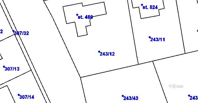 Parcela st. 243/12 v KÚ Braškov, Katastrální mapa