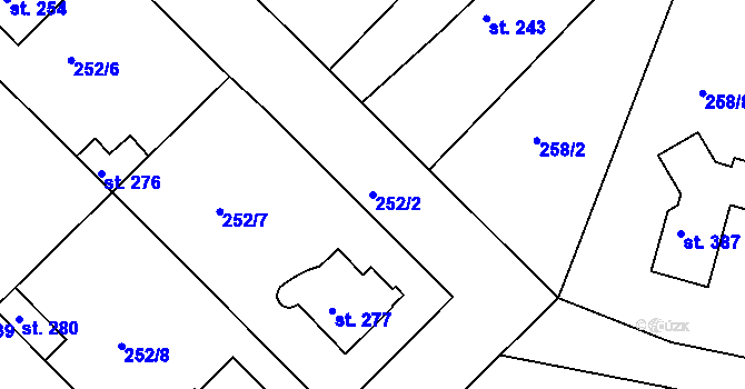 Parcela st. 252/2 v KÚ Braškov, Katastrální mapa