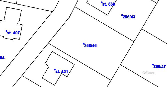 Parcela st. 258/46 v KÚ Braškov, Katastrální mapa