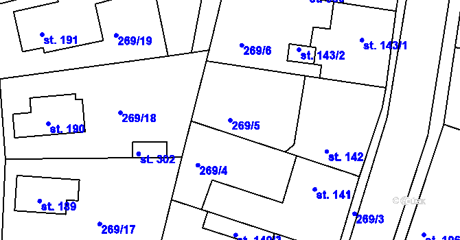 Parcela st. 269/5 v KÚ Braškov, Katastrální mapa