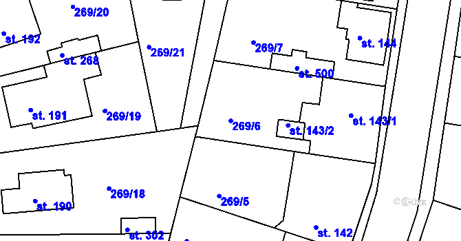 Parcela st. 269/6 v KÚ Braškov, Katastrální mapa