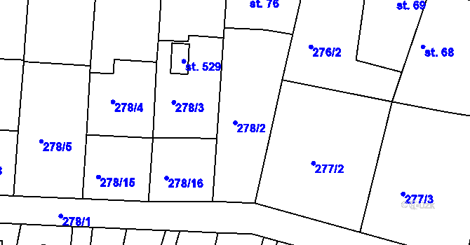 Parcela st. 278/2 v KÚ Braškov, Katastrální mapa