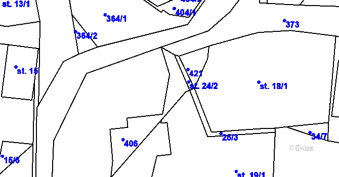 Parcela st. 407 v KÚ Braškov, Katastrální mapa