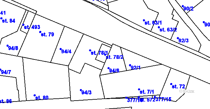 Parcela st. 78/2 v KÚ Braškov, Katastrální mapa