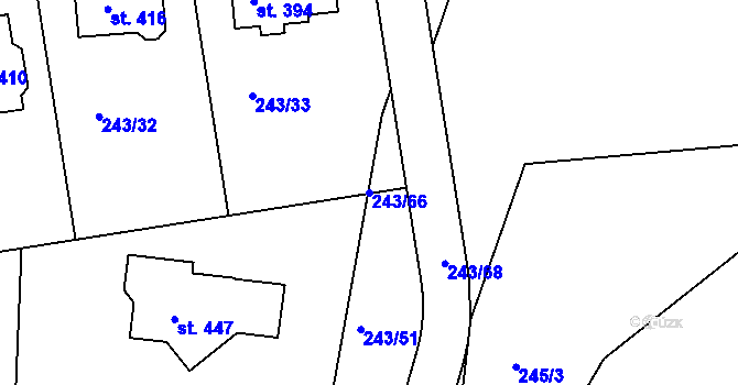 Parcela st. 243/66 v KÚ Braškov, Katastrální mapa