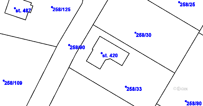 Parcela st. 420 v KÚ Braškov, Katastrální mapa