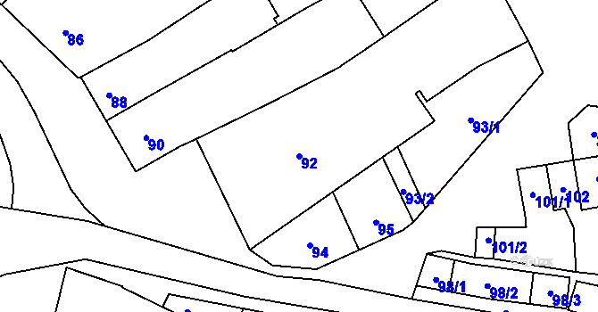 Parcela st. 92 v KÚ Bratčice, Katastrální mapa