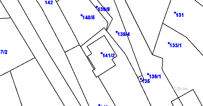 Parcela st. 141/2 v KÚ Bratčice, Katastrální mapa