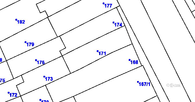 Parcela st. 171 v KÚ Bratčice, Katastrální mapa