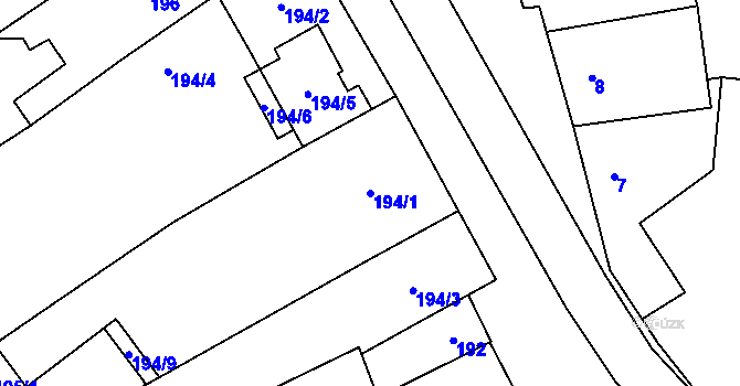 Parcela st. 194/1 v KÚ Bratčice, Katastrální mapa