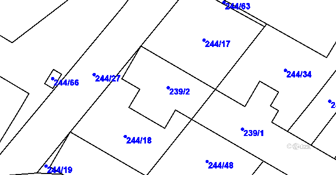 Parcela st. 239/2 v KÚ Bratčice, Katastrální mapa