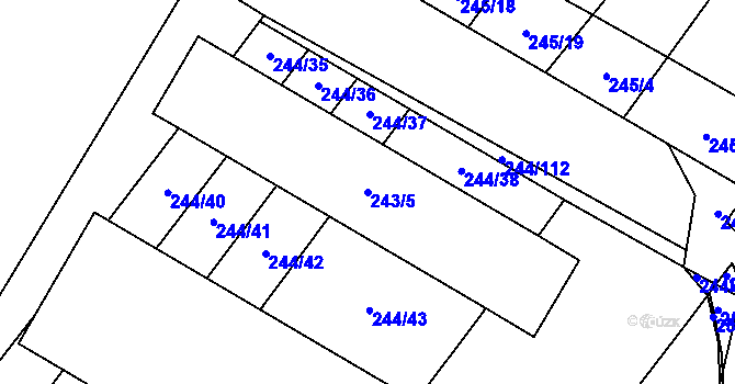 Parcela st. 243/5 v KÚ Bratčice, Katastrální mapa