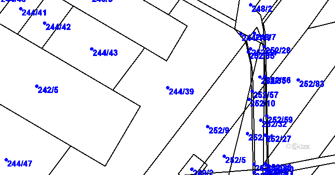 Parcela st. 244/39 v KÚ Bratčice, Katastrální mapa