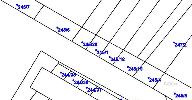 Parcela st. 245/1 v KÚ Bratčice, Katastrální mapa