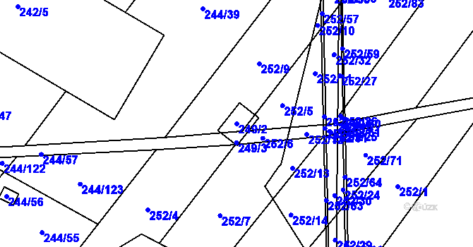 Parcela st. 249/2 v KÚ Bratčice, Katastrální mapa