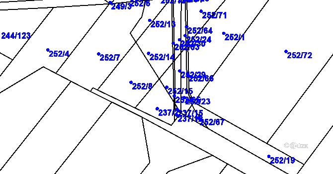 Parcela st. 252/15 v KÚ Bratčice, Katastrální mapa