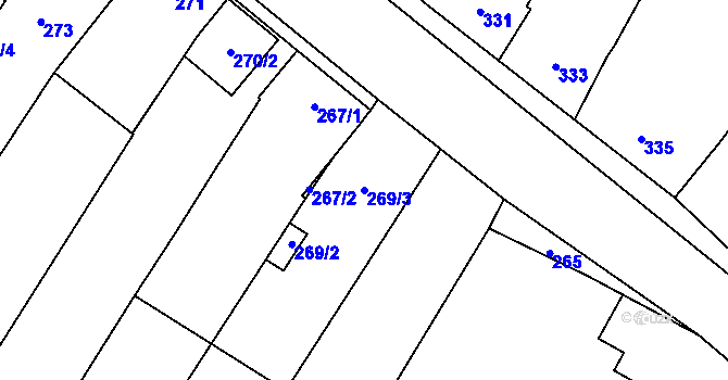 Parcela st. 269/3 v KÚ Bratčice, Katastrální mapa