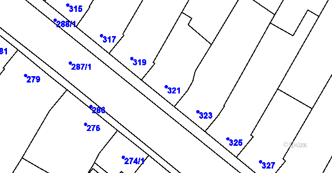Parcela st. 321 v KÚ Bratčice, Katastrální mapa