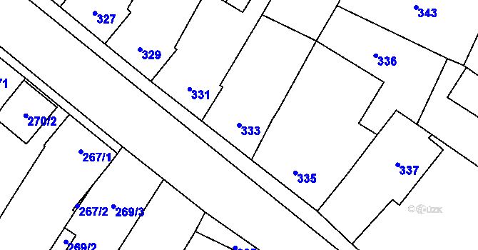 Parcela st. 333 v KÚ Bratčice, Katastrální mapa