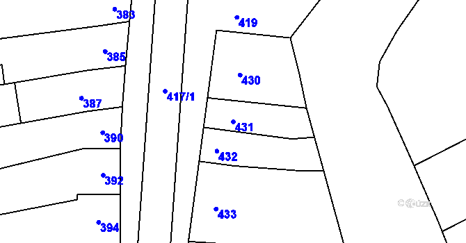 Parcela st. 431 v KÚ Bratčice, Katastrální mapa
