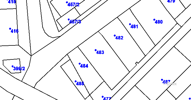 Parcela st. 483 v KÚ Bratčice, Katastrální mapa