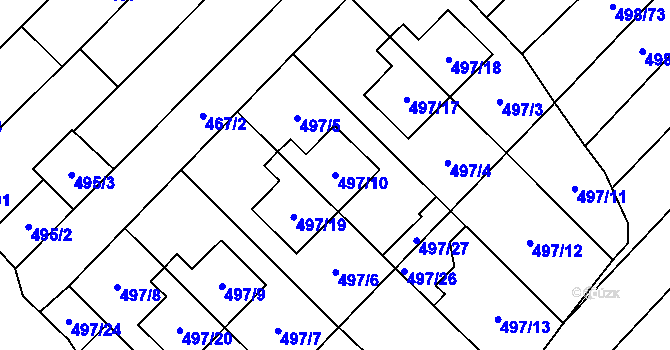 Parcela st. 497/10 v KÚ Bratčice, Katastrální mapa