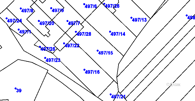 Parcela st. 497/15 v KÚ Bratčice, Katastrální mapa