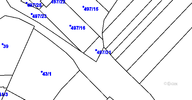 Parcela st. 497/21 v KÚ Bratčice, Katastrální mapa