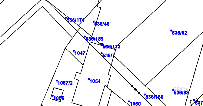 Parcela st. 536/7 v KÚ Bratčice, Katastrální mapa