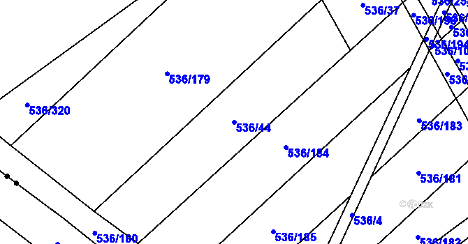 Parcela st. 536/44 v KÚ Bratčice, Katastrální mapa