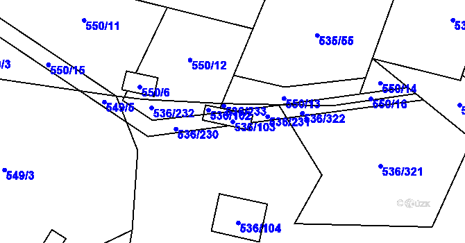 Parcela st. 536/103 v KÚ Bratčice, Katastrální mapa