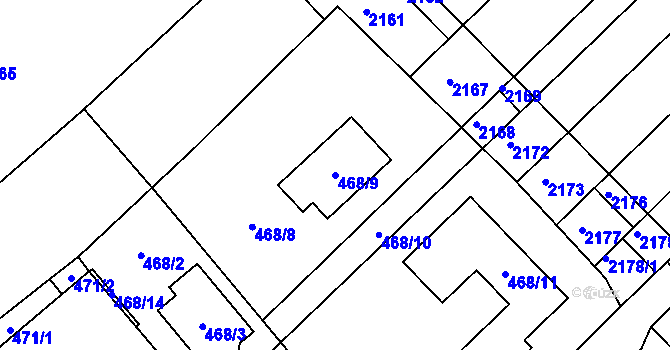 Parcela st. 468/9 v KÚ Bratčice, Katastrální mapa