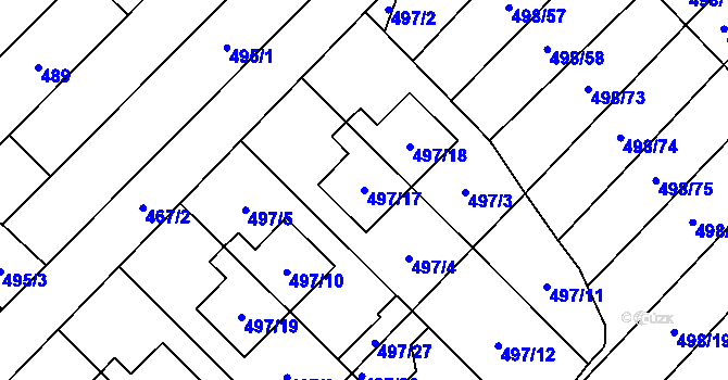 Parcela st. 497/17 v KÚ Bratčice, Katastrální mapa