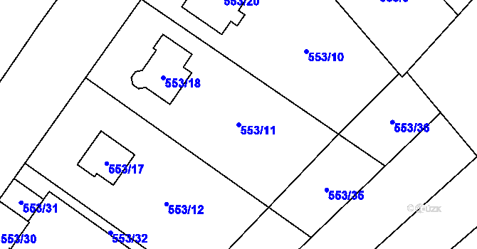 Parcela st. 553/11 v KÚ Bratčice, Katastrální mapa