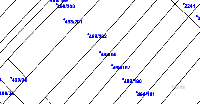 Parcela st. 498/14 v KÚ Bratčice, Katastrální mapa